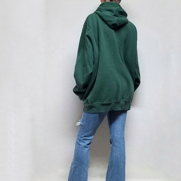 VINTAGE 1990s NFL Green Bay Packers Green Yellow Oversized Pullover Hoodie Large - Picture 4 of 14